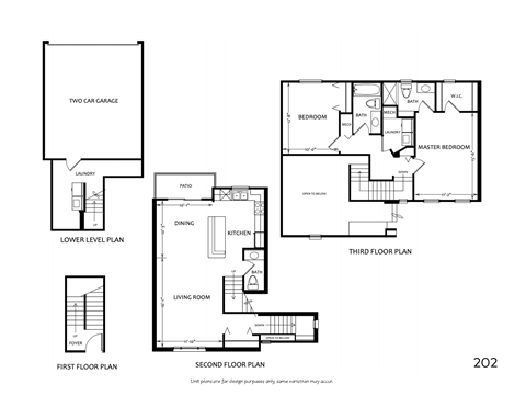 Floor plan for 2 beds, 2.5 baths, 1269 sqft